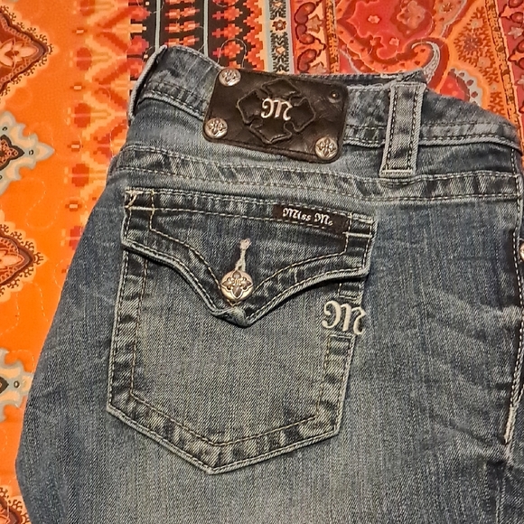 Miss Me Denim - Miss Me Distressed Blue Denim Bootcut Jeans with Embroidered Pocket